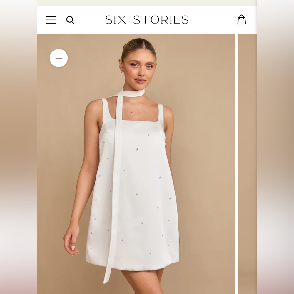 Six stories mini pearl white dress